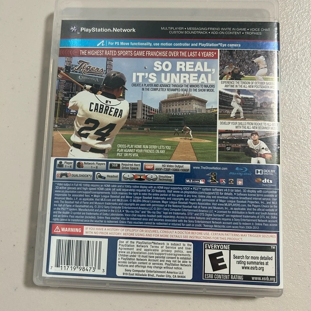 PS3 MLB The Show 13 Video Game PlayStation 3D Compatible